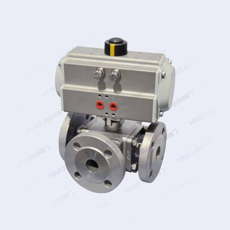 气动三通法兰球阀